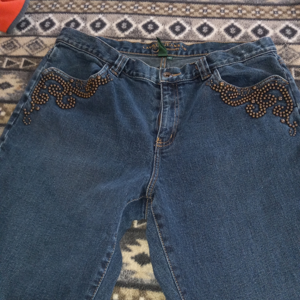 Lauren Jeans Company Premium Jeans Women’s Blue Denim Medium Wash Size 14.🤠